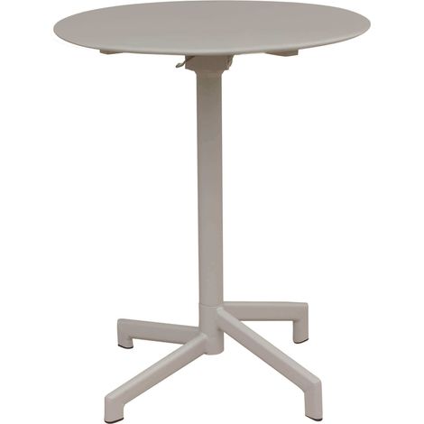 TAVOLO ALTO VEGA IN ACCIAIO TONDO 60 X H74 CM IN COLORE TORTORA (1/2)