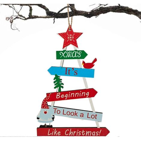 AURA Weihnachtsschilder – Weihnachtsbaumaufhänger – hängende Ornamentschilder aus Holz für Weihnachtsbaum, Wand, Tür, Fenster, Heimdekoration, (1) (1/5)
