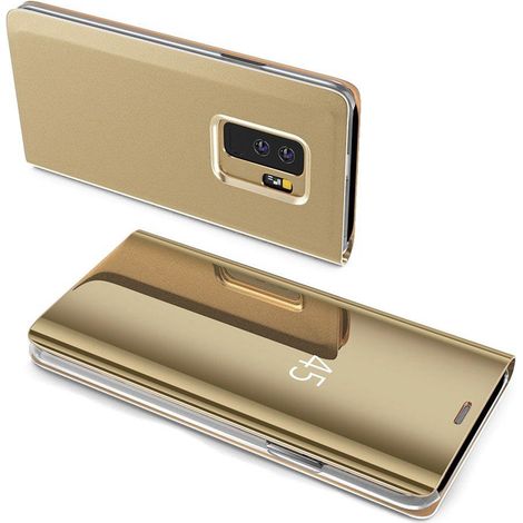 cofi1453® Smart View Spiegel Mirror Smart Cover Schale Etui kompatibel mit HUAWEI Schutzhülle Tasche Case Schutz Clear Gold Huawei P40