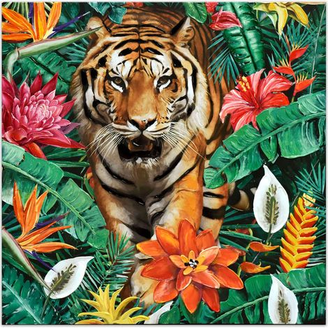 Lienzo TIGRE JUNGLA Grande Pop Art 80 x 80 x 3,5 cm - SpazioLuzio