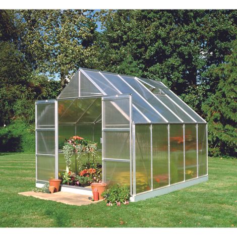Serra da giardino di 8,3 m² in alluminio e policarbonato da 6 mm + base - 70917 + so1651 - halls