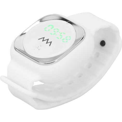 Bracelet anti-moustique ultrasonore à affichage de l'heure, bracelet répulsif extérieur pour homme et femme, blanc, sans chimique, étanche, pile incluse. (1/5)