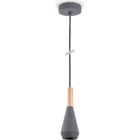 Paco Home Lámpara De Suspensión Lámpara Cocina Salón Pantalla Acero Madera GU10 Gris, Ø9cm