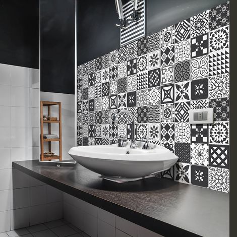 Sticker Mural Carrelage adhésif Cuisine Salle de Bain - 24 STICKERS CARRELAGES AZULEJOS LORENZA - 24stickers10x10cm (1/5)