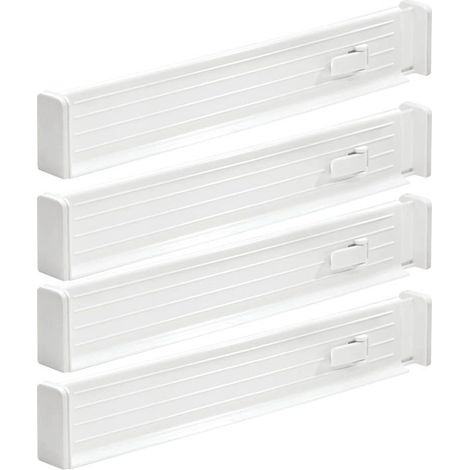 Séparateurs de tiroir ajustables (lot de 4) – Organisateur de couverts pour tiroir de cuisine ou de chambre – Blanc (1/5)