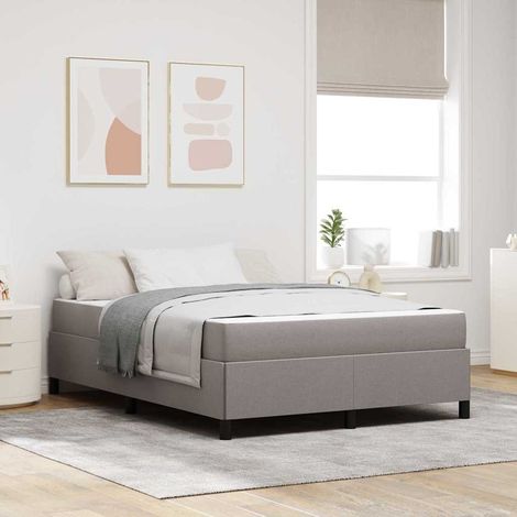 vidaXL Boxspringbett mit Matratze Taupe 140 x 190 cm Stoff (1/5)