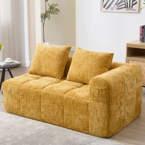 Canapé 2 places 160x90x60, tissu chenille Canapé salon, poches latérales, méridienne, coussin inclus, sans montage (1/5)
