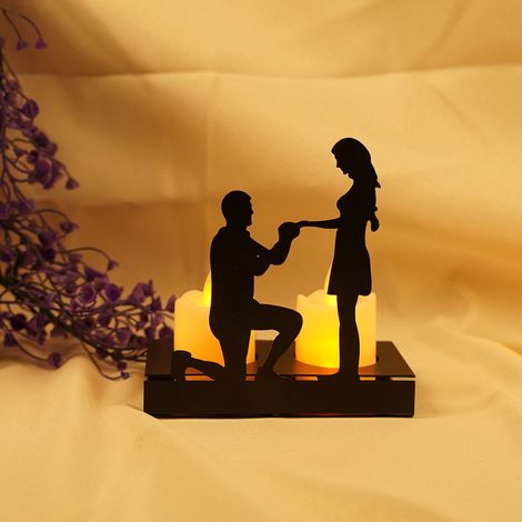 Bougeoir en fer, statuette romantique pour couple, cadeau idéal pour un anniversaire de mariage (1/5)