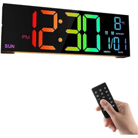 Une grande horloge murale numérique de 16,2 pouces avec télécommande, fonction veilleuse/affichage de la température, idéale pour le salon. (1/5)