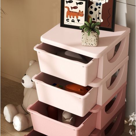 Mobile contenitore per bambini a 4 cassetti, 37 x 37 x 76 cm, rosa DESVIAE (1/5)