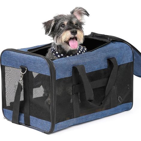 Weiche Hundetransportbox, große Katzentransportbox mit innenliegender Sicherheitsleine, Haustiertransportbox, faltbare Reisetasche für Welpen (1/5)