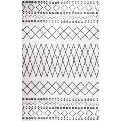 Tapis de salon Style Moderne Tapis de sol - Tapis lavable antidérapant 80x150 cm Noir et blanc BV786258 - BonneVie (1/5)