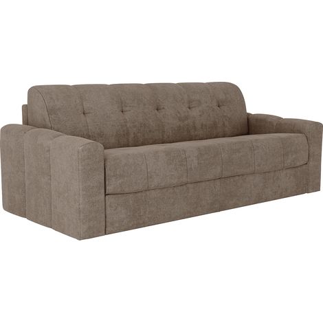 Canapé 4 places convertible express en tissu texturé taupe - Couchage lattes larges 160 cm - Matelas 22 cm avec mémoire de forme - DARIELO (1/5)