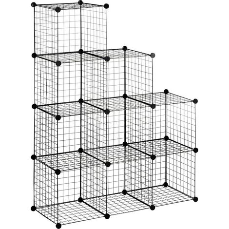 Étagère modulaire, étagère cubique, range-chaussures, 9 cubes, conception modulaire, acier, noir, 35 x 35 x 35 cm par cube (1/5)