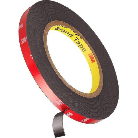 Ruban adhésif double face extra fort 3M VHB, 3 m x 10 mm, noir, étanche, résistant aux hautes températures, pour une utilisation intérieure et extérieure, 1 pièce (1/5)