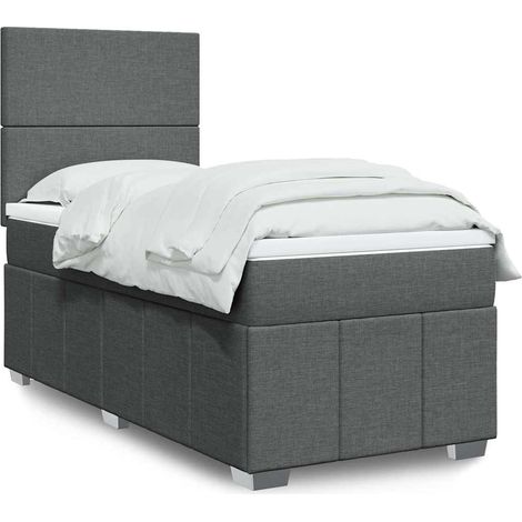 Cama box spring con colchón tela gris oscuro 80x200 cm vidaXL (1/5)
