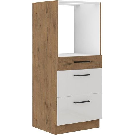 Vigo Midischrank 60 Eiche Lancelot Weiß Hochglanz Küchenzeile Küchenblock Küche (1/5)