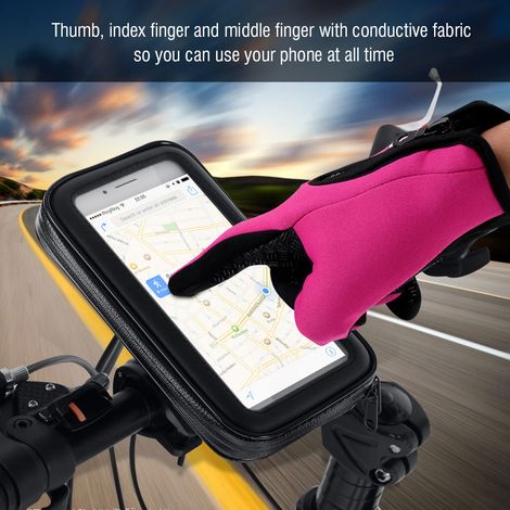 Gants d'hiver polaire pour vélo, coupe-vent et tactiles, taille L en rose
