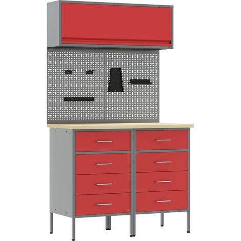 Maison Exclusive - Set di mobili da lavoro con cassetto 5 pcs Rosso