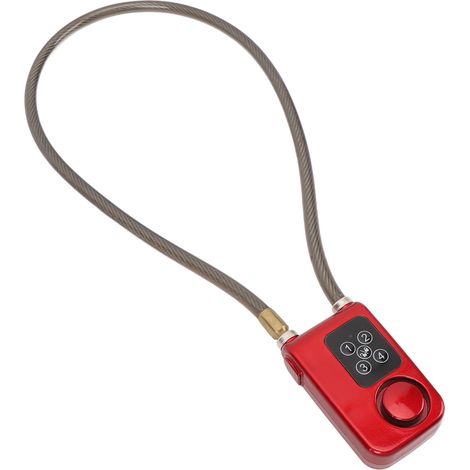 Antivol à chaîne avec alarme vibrante puissante, sans clé, étanche, cadenas de sécurité numérique pour moto, rouge. (1/5)