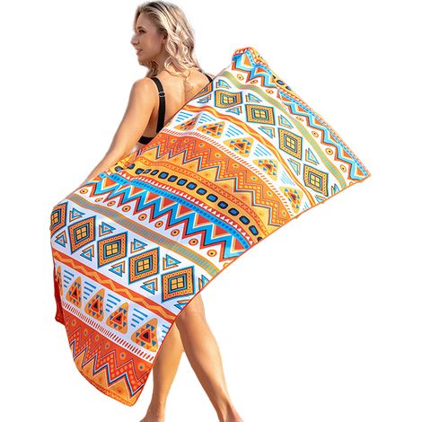 1 Serviette de plage, microfibre, séchage rapide, 80x160 cm, légère, sans sable, pour voyage, camping, sport, piscine (1/5)