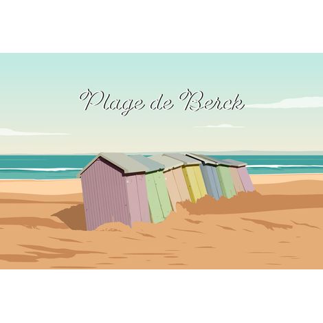 Tableau sur toile illustration plage de Berck 30x45 cm - Impression sur Toile Murale Décorative - Image imprimée en HD sur Toile - Toile sur Châssis en Bois FSC - Fabriqué en France (1/5)