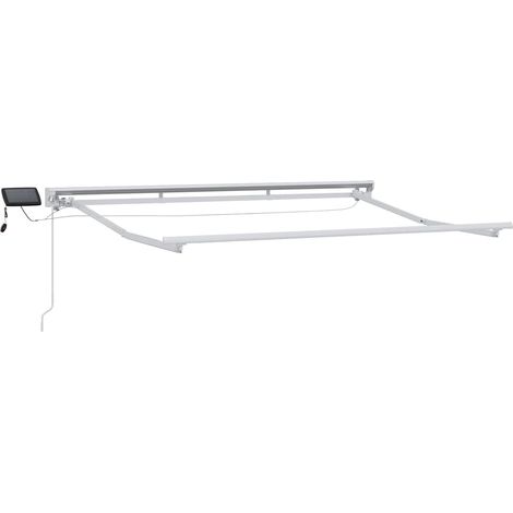 Manueller Markisenrahmen mit LEDs Weiß 2,5 x 2 m Aluminium