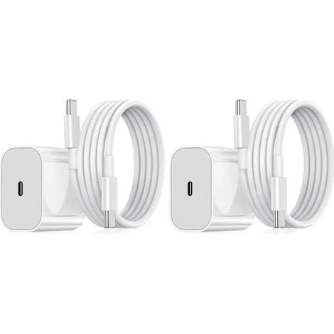 Chargeur rapide Samsung 45 W avec câble USB-C, adaptateur de charge ultra-rapide blanc (lot de 2) pour iPhone (1/5)