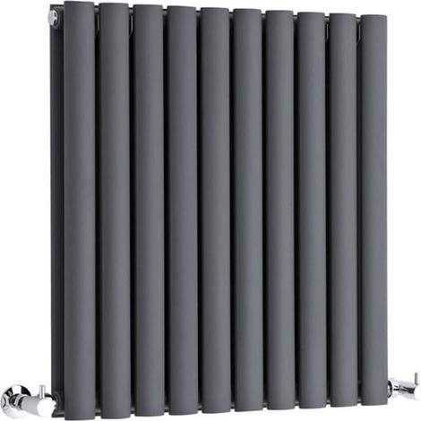 Double Oval Panel Radiators 600mm High 590mm Wide – Anthracite