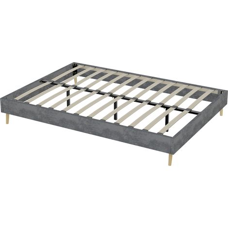 Lit 140/200 cm gris en tissu et métal avec matelas inclus sans tête de lit (1/5)