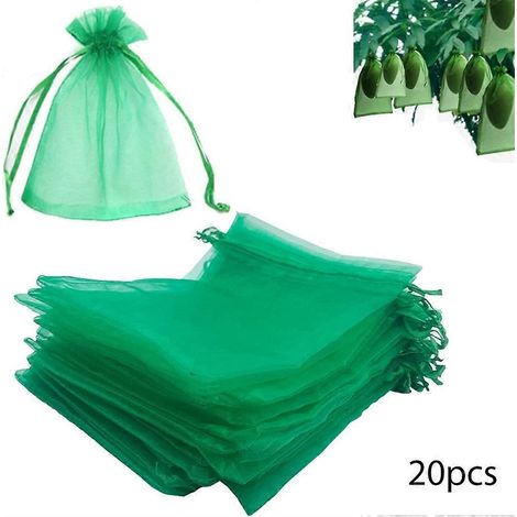 20/60/100 sacs de protection pour fruits, filet à cordon de serrage, sacs à raisins en maille, anti-oiseaux pour la culture des fraises et autres fruits (1/5)