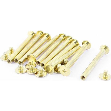 Vis Reliure pour 5mm Trou Dia Femelle M5x45mm Rivet Reliure Laitonné Boulon Attache Pour Cuir Ceinture Boucle 10 Ensembles--Lefou (1/5)