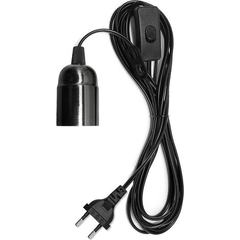 Douille de Lampe E27 avec Interrupteur, Support Ampoule Douille E27, 4.5M Câble Lampe à Suspension avec Prise, Suspension Luminaire pour Salon Chambre, Accessoires pour Lampes DIY, Noir (1/5)