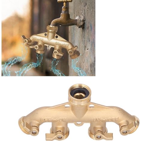 Robinet de dérivation à bille 4 voies en laiton 3/4 avec distributeur de tuyau et inverseur 4 voies (1/5)
