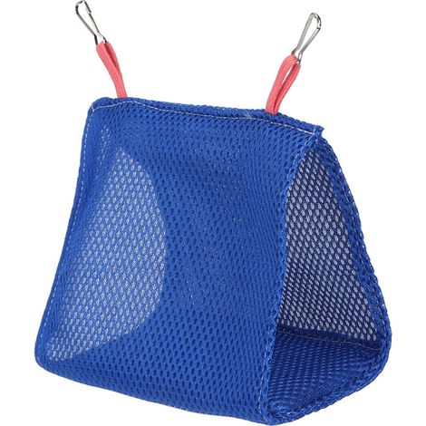 Hamac Respirant en Maille pour Oiseaux et Perroquets - Nid Douillet Maison pour Hamster (Bleu) (1/5)