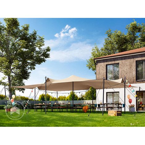 TOOLPORT Tienda Stretch 6x8 m lona de poliéster impermeable con set de postes de acero para eventos exteriores flexibles (1/5)