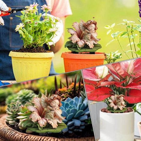 Figurine fée jardin miniature - 1pc, Décoration résine pour pot de fleurs suspendu Cuneary (1/5)