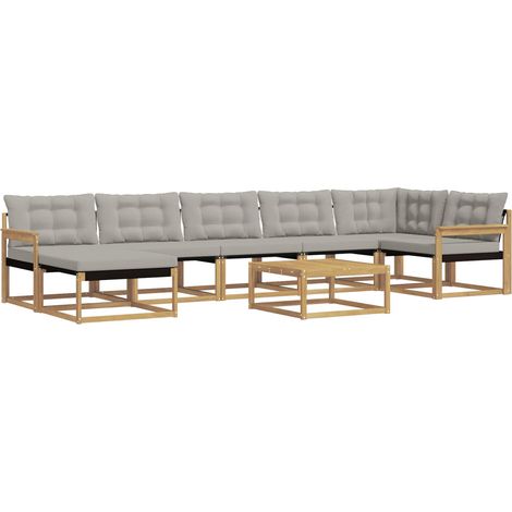 Set di divani da esterno 8 pcs Bianco e Grigio Chiaro vidaXL