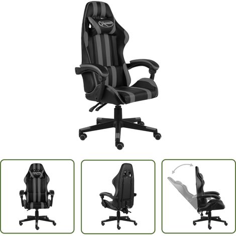 Chaise de bureau - Siège Gaming - Fauteuil design Noir et gris Similicuir Chic-902033 (1/5)