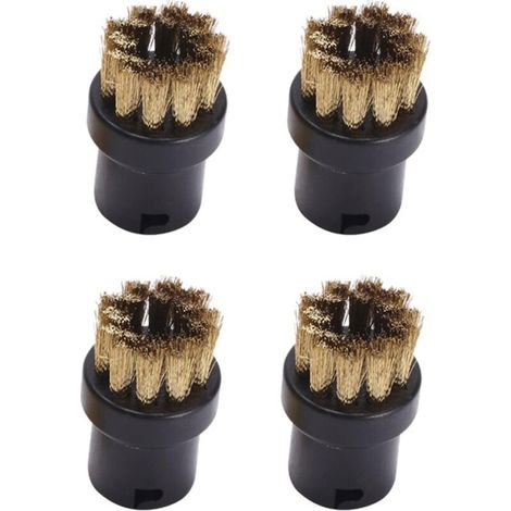 Ensemble de brosses rondes de rechange pour nettoyeur vapeur Karcher - Noir et cuivre (lot de 4) (1/5)
