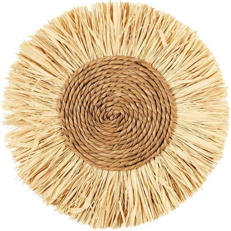 Décoration murale en raphia, ronde, 37 cm, style bohème