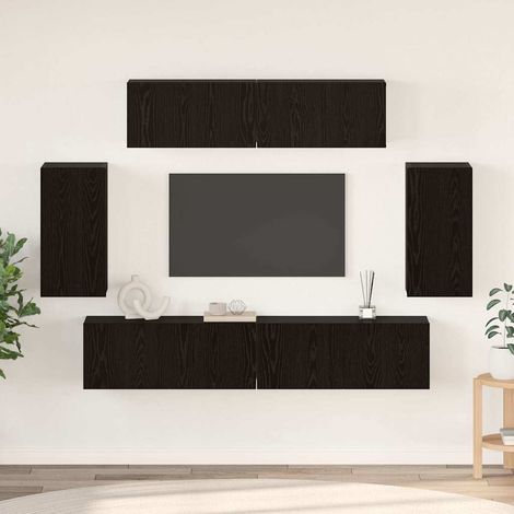 TV-Schrankset 6 pcs Schwarz Eichen-Optik Holzwerkstoff