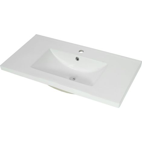 [NUNCA USADO] Lavabo HHG-627, lavabo de baño, lavabo de cerámica cuadrado de 81 cm, blanco