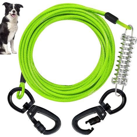 Câble d'attache pour Chien,4mm, câble de Course pour Chien pour Cour et Camping en Plein air, Crochet Verrouillable à Ressort Durable,Convient pour Les Grands Chiens (1/5)