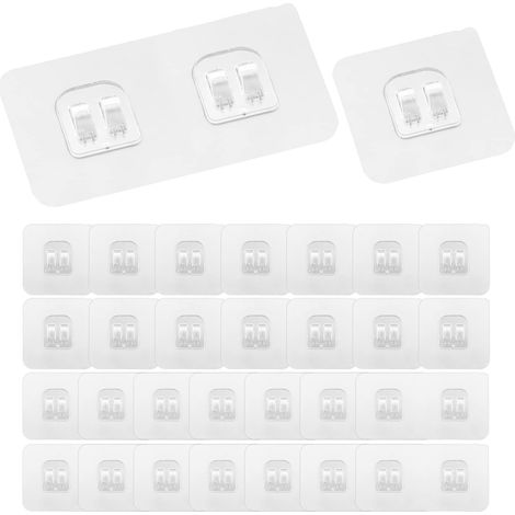 Lot de 30 crochets adhésifs transparents pour étagère de douche accessoires de cuisine tampons adhésifs crochets pour barre de douche étagère à épices (1/5)