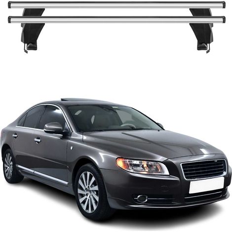 OMAC Dachträger Querträger Alu für Volvo S80 II 2007-2016 – Abschließbar – T-Nut – City-Crash-getestet – Max. 50 kg Silber (1/5)