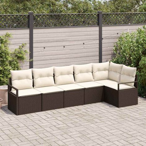 Sofa Set 6 pcs Braun Poly-Rattan (1/5)