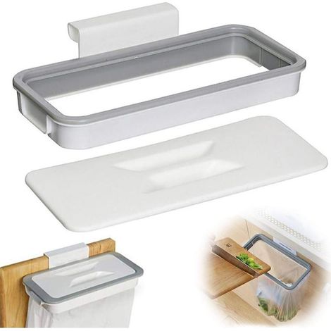 Support de Sac Poubelle en Plastique, 2 Pcs Poubelle Cuisine Pliable, Poubelle de Placard Suspendue, Convient pour Poubelle de Salle de Bain de Bureau de Cuisine, Blanc-Fei Yu (1/5)