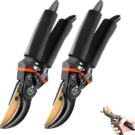 Sécateur Hermhoffer Garden Slicer Pro - Cisaille à haie puissante - Coupe les branches jusqu'à 3 cm - Molette rotative verrouillable - Acier inoxydable - Conception ergonomique - Confort d'utilisation (1/5)