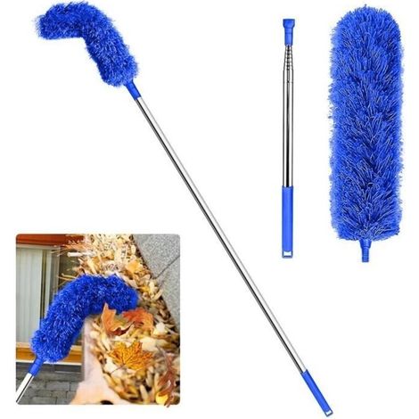 Outil de nettoyage de gouttières Brosse de 250CM - Pliable - Pour nettoyer feuilles/fenêtres (1/4)